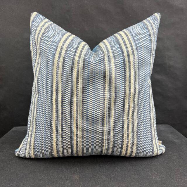 William Yeoward Nunzia Blue Cream Striped Fabric Cushion Pillow Cover - image 1