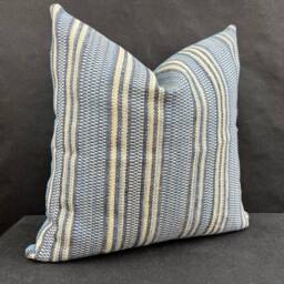 William Yeoward Nunzia Blue Cream Striped Fabric Cushion Pillow Cover - thumbnail 2