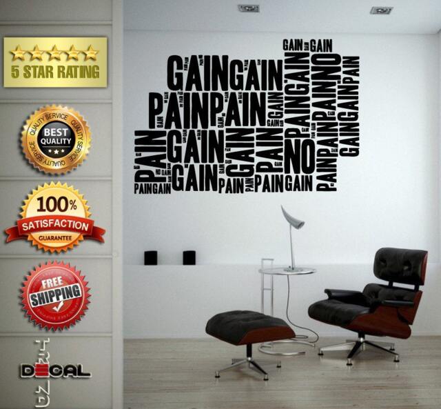 No Pain Gain Lifting Weights Training Gym Athletics Body Building Physical Education Gymnasium Wall Vinyl Sticker Mural Room Decor L1791 - image 1