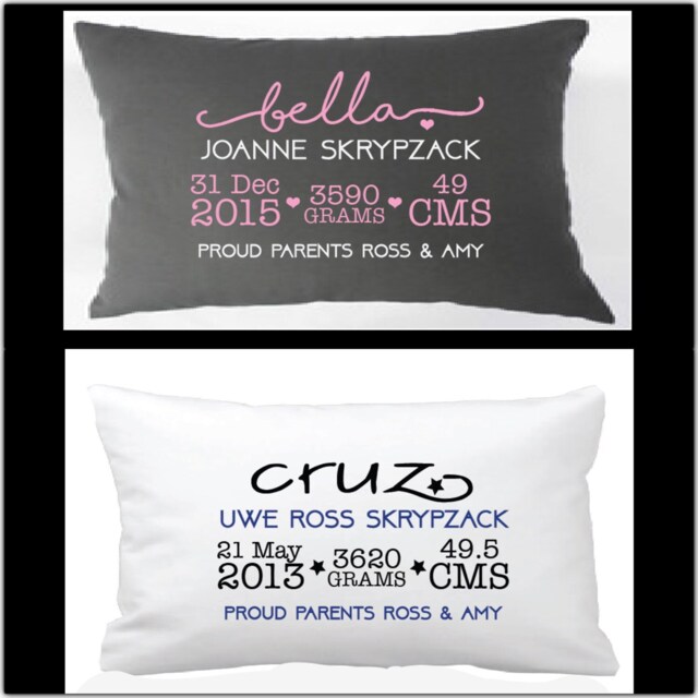 stylish New Born Info Pillows For Him Or Her Perfect Gift Borns, Christenings, Baptisms, First Birthday & More. Custom Colours - image 1
