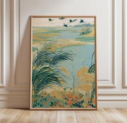Coastal Wetlands Poster, Marsh Landscape Print, Nature Wall Art - thumbnail 1
