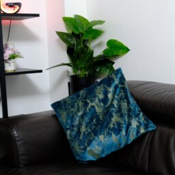 New Luxury Handmade Embossed Teal Blue Foil Velvet Drum Lamp Shade Pendant Light Suitable For All Tables & Ceilings - thumbnail 4