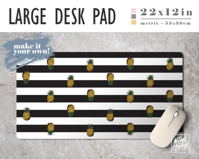 Pineapple Print Desk Mat, Striped Workspace Accessory - image 1