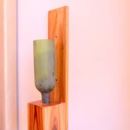 Frosted Wine Bottle Wall Light Lamp - Bedside Wooden - thumbnail 2