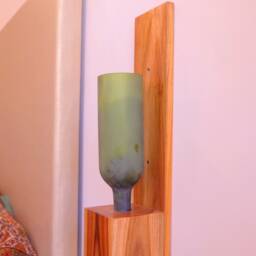 Frosted Wine Bottle Wall Light Lamp - Bedside Wooden - thumbnail 3