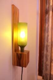 Frosted Wine Bottle Wall Light Lamp - Bedside Wooden