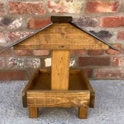 Wooden Ground Wild Garden Bird Table Feeder With Slate Roof Ready-Made - thumbnail 4