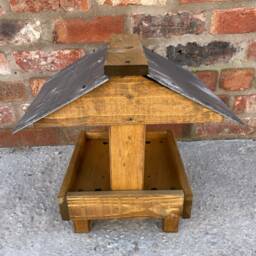 Wooden Ground Wild Garden Bird Table Feeder With Slate Roof Ready-Made - thumbnail 3