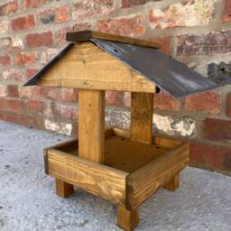 Wooden Ground Wild Garden Bird Table Feeder With Slate Roof Ready-Made - thumbnail 2