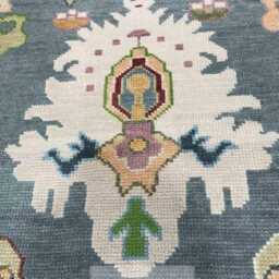 Handmade Wool Oushak Rug, Pink Multicolor Floral Design, Traditional Turkish Area Carpet - thumbnail 3