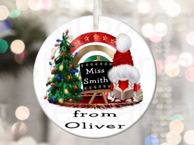 Personalised Teacher Gonk Christmas Bauble Gift Present Keepsake Novelty Tree Xmas Daughter Teaching Assistant