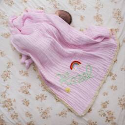 Custom Embroidered Baby Name Blanket, Personalised Baby Blanket, Lace Soft Cotton Knit Blanket , Newborn Gift, Baby Shower Gift