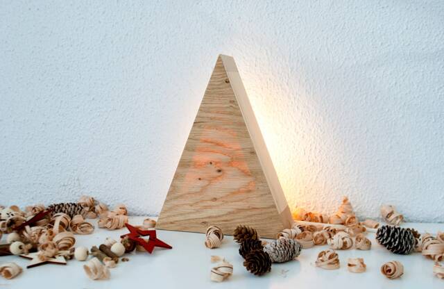 Christmas Decor Wood Table Lamp, Scandinavian Modern Rustic Bedside Lamp - image 1