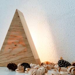 Christmas Decor Wood Table Lamp, Scandinavian Modern Rustic Bedside Lamp - thumbnail 3