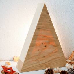 Christmas Decor Wood Table Lamp, Scandinavian Modern Rustic Bedside Lamp - thumbnail 2
