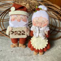 Felt Santa & Mrs. Claus Christmas Ornament Handmade Holiday Decor - thumbnail 2