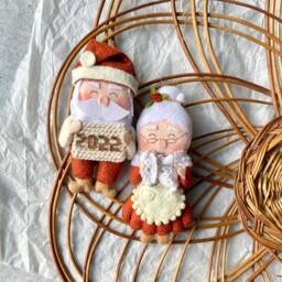 Felt Santa & Mrs. Claus Christmas Ornament Handmade Holiday Decor - thumbnail 1