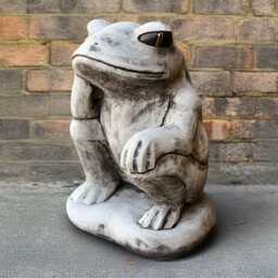 Concrete Frog Sculpture Cement Elegant Figurine Stone Swamp Statue Outdoor Water Decoration Front Door Ornament Frog Lover Gift - thumbnail 2