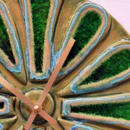 Unusual Hand Made Circular Round Green Glazed Wall Clock With Inlaid Glass 25 cm Diameter - thumbnail 3