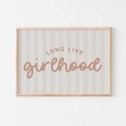 Long Live Girlhood Print Blush Stripe Kids Room Decor - thumbnail 3