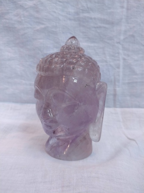 Amethyst Buddha, Gemstone Buddha, Gautam Buddha Bust, Meditating Shakyamuni Crystal Decor, Spiritual Home Decor - image 1