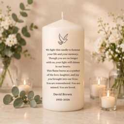 Memorial Candle - We Light This Poem Personalized Remembrance Gift Funeral Tribute Loss Of Loved One Unscented