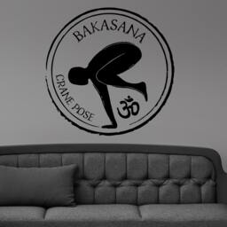 Bakasana Crane Yoga Pose Om Symbol Wall Sticker Vinyl Mural Decal Home House Art Decor Free Shipping L157 - thumbnail 1