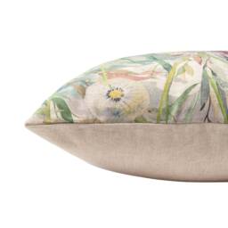 Watercolour Dandelion Linen Blend Xl Rectangular Cushion. Teal Blue, Greens & Yellow Floral Garden Design. 23X15 - thumbnail 2