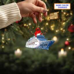 Custom Name Cruise With Led Light & Reindeer Hord V2 Christmas Ornament, Tree Hanging Decor, Flat 2D Ornament Acrylic/ Wooden - thumbnail 3