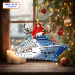 Custom Name Cruise With Led Light & Reindeer Hord V2 Christmas Ornament, Tree Hanging Decor, Flat 2D Ornament Acrylic/ Wooden - thumbnail 2