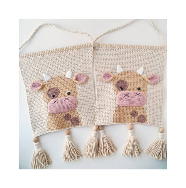 Cow Crochet Wall Hanging For Nursery Baby Farm Animal Decor Cotton Art Kids Bedroom Birthday Gift Baby Shower - image 1