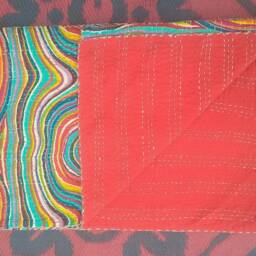 Beautiful New Multicolour Lahariya Indian Handmade Kantha Quilt, Coverlet, Bedcover Gudri Blanket Bedspread Size-Multi - thumbnail 2