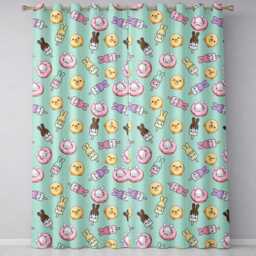 Cute Easter Bunny Ice Cream Donut Chick Kawaii Mint Background Seamless Pattern Readymade Eyelet Ring Top Thermal 100% Blackout Curtains - thumbnail 2