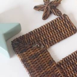 Initial Monogram Wall Art For Rustic Nursery, Wicker Letter Neutral Sign - thumbnail 4