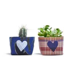 Upcycled Fabric Blockprint Heart Mini Planter - thumbnail 3