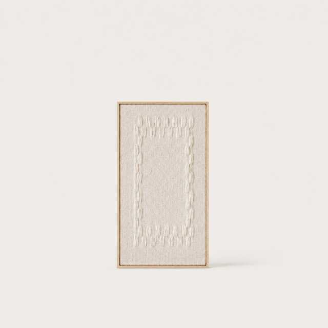 Framed Woven Wall Art - Neutral Japandi Decor Geometric Wool Tapestry Textured Fiber Wabi Sabi Hanging Iii - image 1