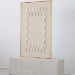 Framed Woven Wall Art - Neutral Japandi Decor Geometric Wool Tapestry Textured Fiber Wabi Sabi Hanging Iii - thumbnail 4