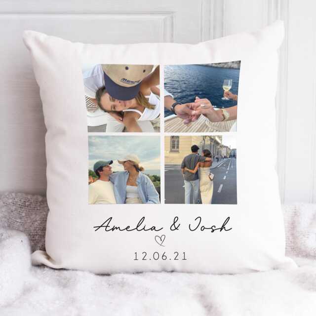 Personalised Photo Cushion - Collage Valentines Gift Boyfriend Cushion, Girlfriend Gifts - image 1