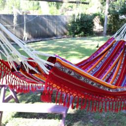 Otavalo Inca Pattern Hammock For 2, Burgundy, 12.8 Ft Long, Lightweight Double Hammock, Colorful Indoor Outdoor Boho Gift - thumbnail 2