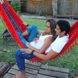 Otavalo Inca Pattern Hammock For 2, Burgundy, 12.8 Ft Long, Lightweight Double Hammock, Colorful Indoor Outdoor Boho Gift - thumbnail 4