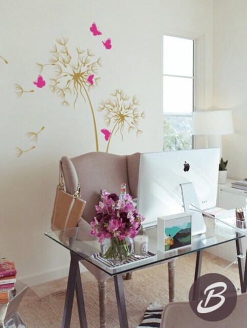 Dandelion Wall Decal With Butterflies Nursery Sticker Decor Art Removable Vinyl -Am026 - image 1