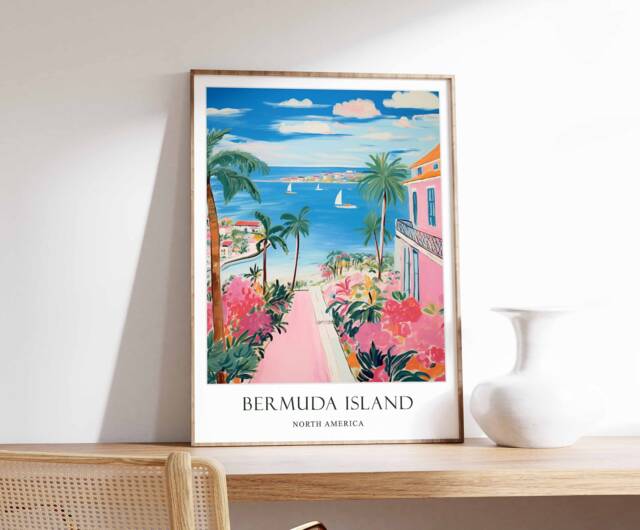 Bermuda Poster, Caribbean Travel, Vacation, Getaway, Print, Decor, Wall Art, Travel Decor - image 1