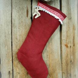 Personalized Christmas Stocking Gift Decor Ornament Holiday Scandinavian Burlap Stockings - thumbnail 4