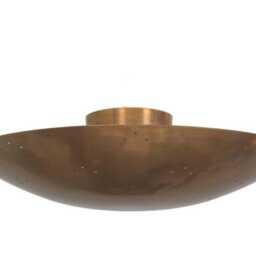 Mid Century Modern Brass Dome Light Perforated Design Flush Mount - thumbnail 2