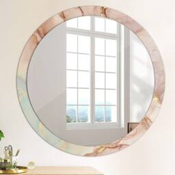 Abstract Fluid, Pink, Round Mirror Frame, Design, Glass Wall Decor, Living Room - thumbnail 4