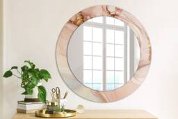 Abstract Fluid, Pink, Round Mirror Frame, Design, Glass Wall Decor, Living Room - thumbnail 1