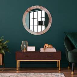 Abstract Fluid, Pink, Round Mirror Frame, Design, Glass Wall Decor, Living Room - thumbnail 2