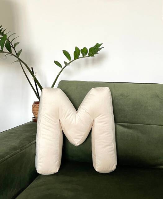 Letter Pillow Room Decor Velvet Fabric Letters Shaped Cream Stuffed Baby Room - image 1