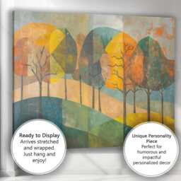 Modern Geometric Forest Hills Abstract Landscape Canvas Wall Art Print Decor Picture Ready To Hang - thumbnail 3