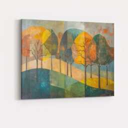 Modern Geometric Forest Hills Abstract Landscape Canvas Wall Art Print Decor Picture Ready To Hang - thumbnail 4